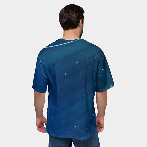 Мужская футболка оверсайз Real madrid голубая абстракция / 3D-принт – фото 4