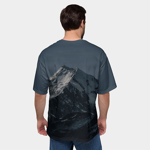 Мужская футболка оверсайз Одинокая ночная гора / 3D-принт – фото 4