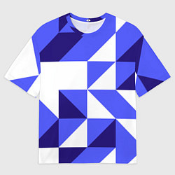 Футболка оверсайз мужская Абстрактный сине-белый паттерн, цвет: 3D-принт