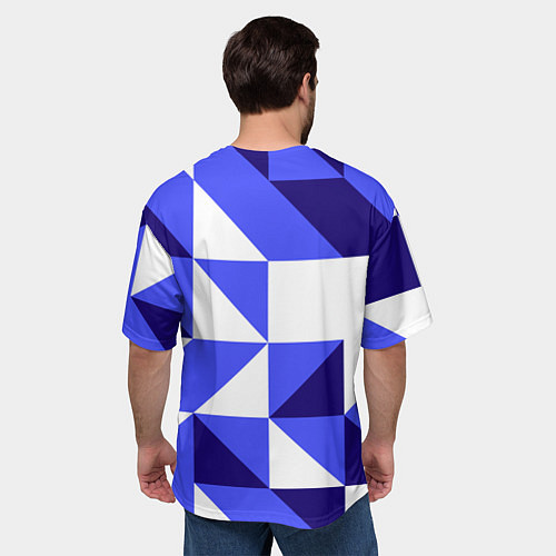 Мужская футболка оверсайз Абстрактный сине-белый паттерн / 3D-принт – фото 4