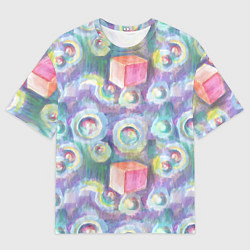 Футболка оверсайз мужская Будь кубиком среди пузырей, цвет: 3D-принт