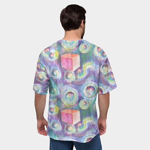 Мужская футболка оверсайз Будь кубиком среди пузырей / 3D-принт – фото 4