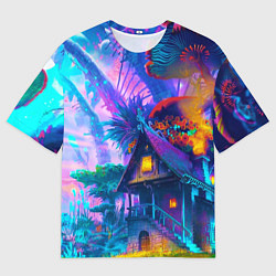 Футболка оверсайз мужская Неоновая страна, цвет: 3D-принт