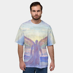 Футболка оверсайз мужская Архангел в облаках акварель, цвет: 3D-принт — фото 2