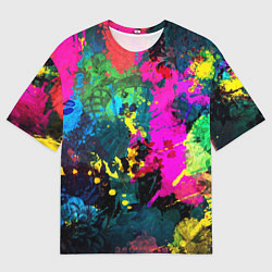 Футболка оверсайз мужская Разноцветные кляксы красов, цвет: 3D-принт