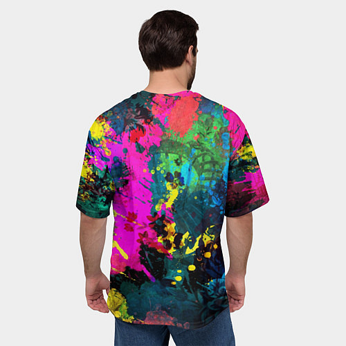 Мужская футболка оверсайз Разноцветные кляксы красов / 3D-принт – фото 4