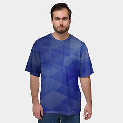 Футболка оверсайз мужская Абстрактные синие прямоугольные фигуры, цвет: 3D-принт — фото 2