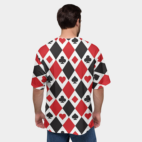 Мужская футболка оверсайз Фон из карточных мастей / 3D-принт – фото 4