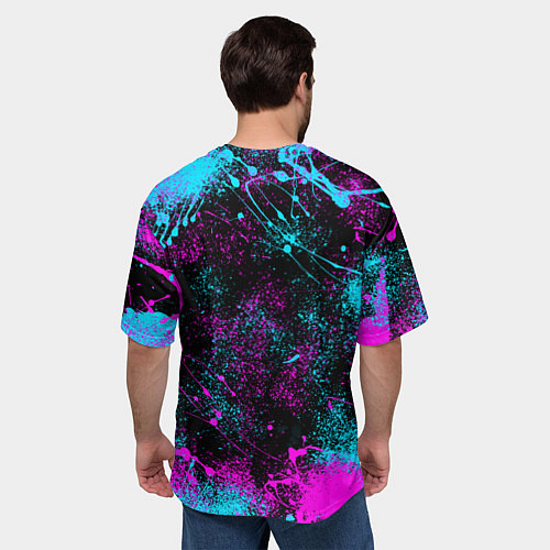 Мужская футболка оверсайз РеЗеро - Неоновые краски - Рем / 3D-принт – фото 4