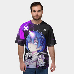 Футболка оверсайз мужская Rem - ReZero - Абстракция, цвет: 3D-принт — фото 2