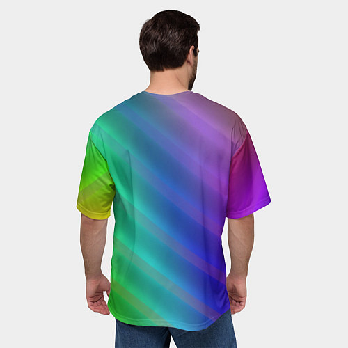 Мужская футболка оверсайз Полосы всех цветов радуги / 3D-принт – фото 4