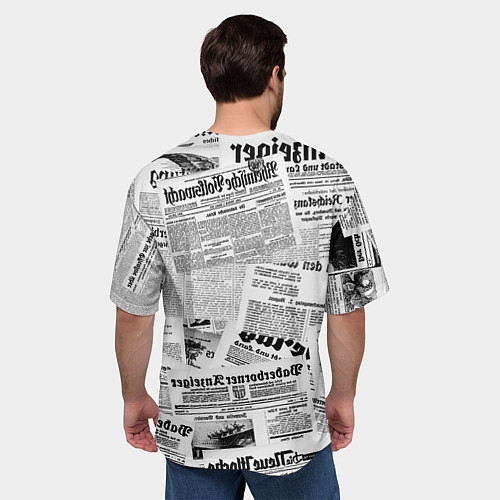 Мужская футболка оверсайз Газетный коллаж / 3D-принт – фото 4