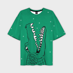 Мужская футболка оверсайз Крокодил ловит снежинки