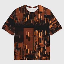 Футболка оверсайз мужская Абстрактное множество оранжевых фигур во тьме, цвет: 3D-принт