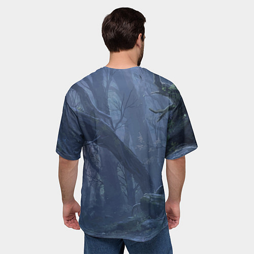 Мужская футболка оверсайз Ведьма малолетка в тёмном лесу с дракончиком / 3D-принт – фото 4