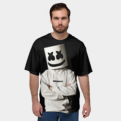 Футболка оверсайз мужская Marshmello на чёрном фоне, цвет: 3D-принт — фото 2