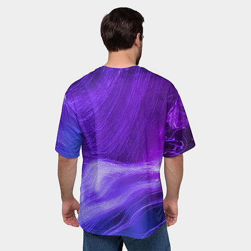 Мужская футболка оверсайз Неоновые волны / 3D-принт – фото 4