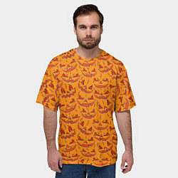 Футболка оверсайз мужская Halloween Pumpkin Pattern, цвет: 3D-принт — фото 2