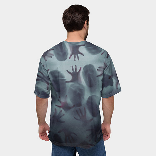 Мужская футболка оверсайз Scary faces trying to get out / 3D-принт – фото 4