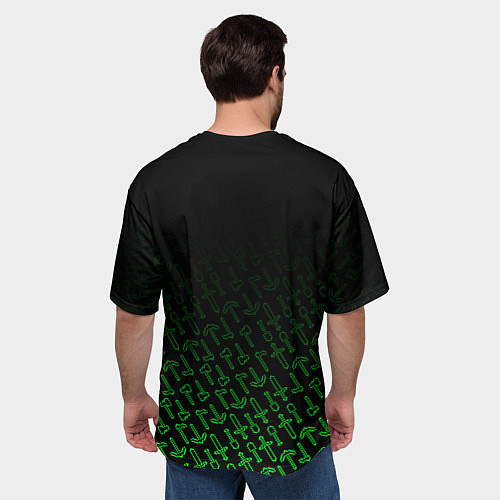 Мужская футболка оверсайз Майнкрафт - Паттерн инструментов / 3D-принт – фото 4