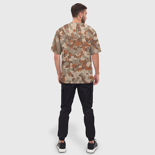 Мужская футболка оверсайз Цифровой камуфляж - серо-коричневый / 3D-принт – фото 4