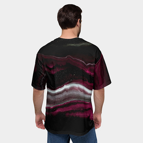 Мужская футболка оверсайз Розовые и белые волны песка в абстракции / 3D-принт – фото 4