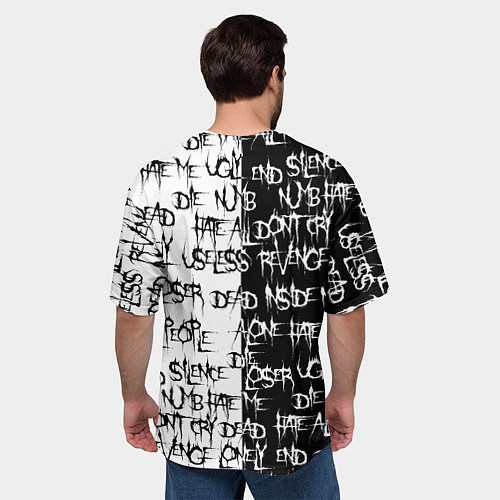 Мужская футболка оверсайз Макима - Надписи - черно-белый / 3D-принт – фото 4
