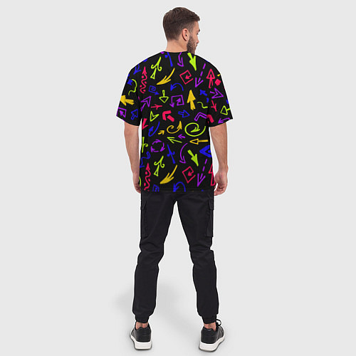 Мужская футболка оверсайз Паттерн из разноцветных стрелочек / 3D-принт – фото 4