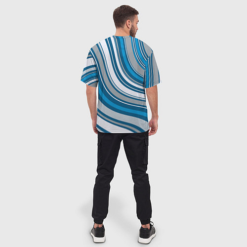Мужская футболка оверсайз Волнистые полосы - текстура / 3D-принт – фото 4