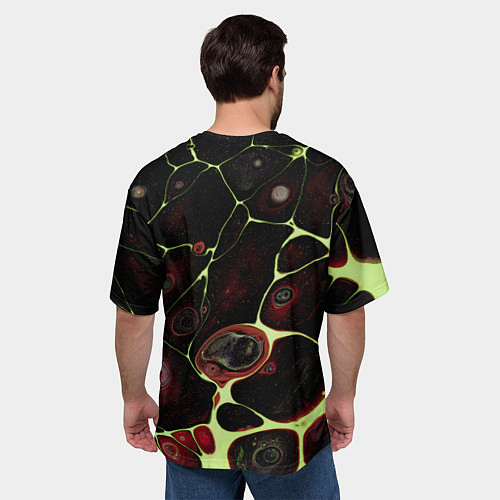 Мужская футболка оверсайз Кислотные разломы на поверхности / 3D-принт – фото 4
