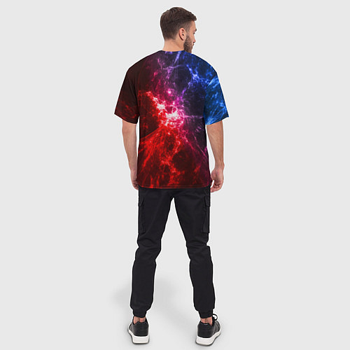 Мужская футболка оверсайз Вспышка в космосе / 3D-принт – фото 4
