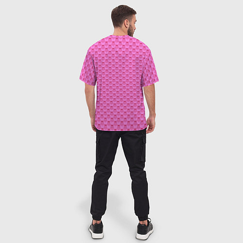 Мужская футболка оверсайз Геометрический современный розовый однотонный узор / 3D-принт – фото 4