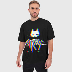 Футболка оверсайз мужская Stray glitch logo, цвет: 3D-принт — фото 2