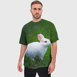 Футболка оверсайз мужская Кролик на фоне травы, цвет: 3D-принт — фото 2