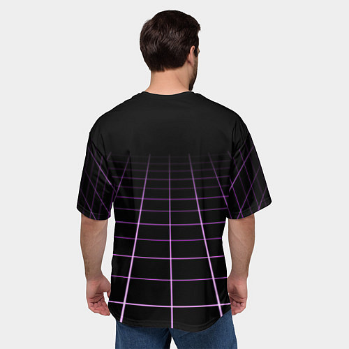 Мужская футболка оверсайз Неоновая сетка - оптическая иллюзия / 3D-принт – фото 4