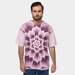 Футболка оверсайз мужская Цветочный узор в розовых тонах, цвет: 3D-принт — фото 2