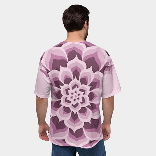 Мужская футболка оверсайз Цветочный узор в розовых тонах / 3D-принт – фото 4