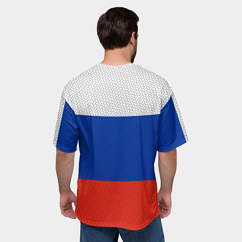 Мужская футболка оверсайз Триколор - флаг России плетёный / 3D-принт – фото 4