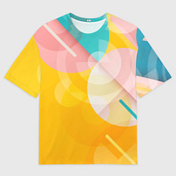 Мужская футболка оверсайз Геометрическая абстракция в солнечных тонах