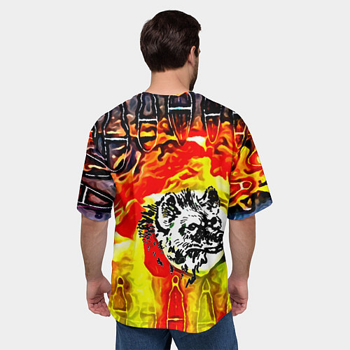 Мужская футболка оверсайз Волк и огонь / 3D-принт – фото 4