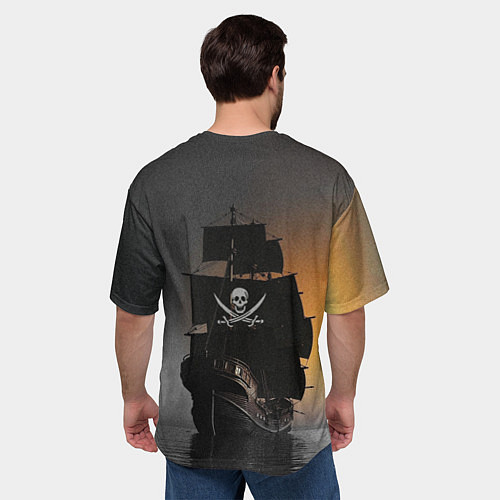 Мужская футболка оверсайз Пиратский фрегат / 3D-принт – фото 4