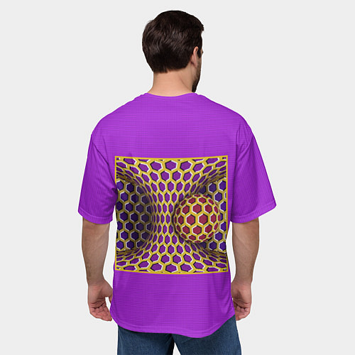 Мужская футболка оверсайз Вращающийся шар - оптическая иллюзия / 3D-принт – фото 4