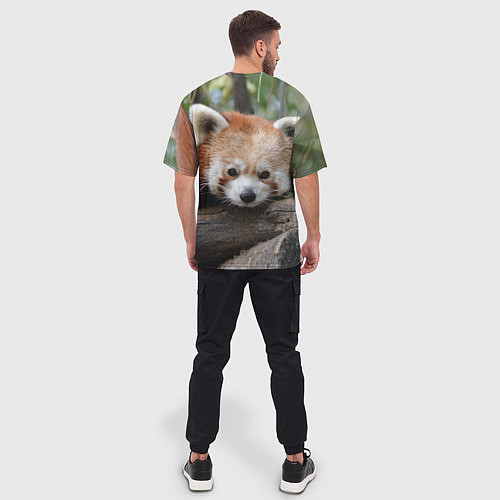 Мужская футболка оверсайз Красная панда / 3D-принт – фото 4