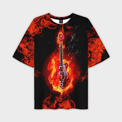 Футболка оверсайз мужская Огненная гитара, цвет: 3D-принт