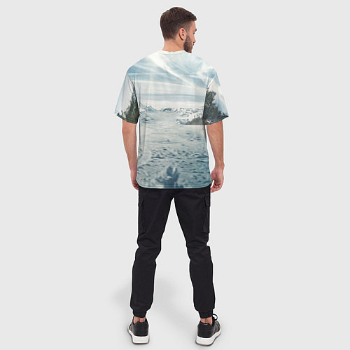 Мужская футболка оверсайз Крутая бэха в горах / 3D-принт – фото 4