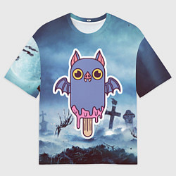 Мужская футболка оверсайз Летучая мышь - мороженое