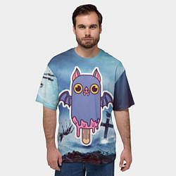 Футболка оверсайз мужская Летучая мышь - мороженое, цвет: 3D-принт — фото 2