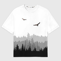 Футболка оверсайз мужская Птицы над лесом, цвет: 3D-принт