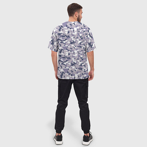 Мужская футболка оверсайз Камуфляж ACUpat серый пиксель / 3D-принт – фото 4