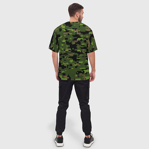 Мужская футболка оверсайз Камуфляж лесной пиксель / 3D-принт – фото 4